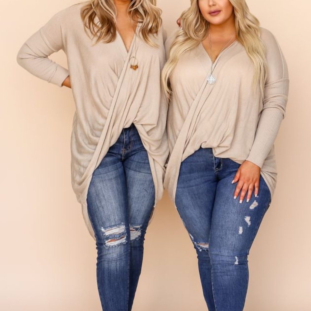 Kiki LaRue Aviana Taupe Crossover High Low Top - medium / Taupe